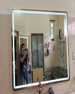 LED RECTANGLE BATHROOM MIRROR WITH LUXURY GOLD FRAME