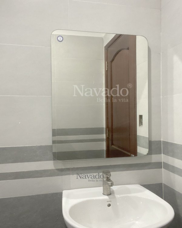 MODERN BASIC RECTANGLE BATHROOM MIRROR WITH ROUND CONNER