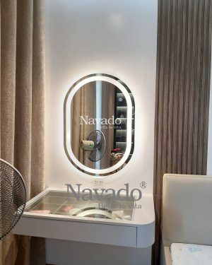 OVAL LED MAKEUP MIRROR WITH LUXURY INOX FRAME
