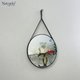 MODERN ROUND WITH LEATHER STRAP MAKEUP MIRROR