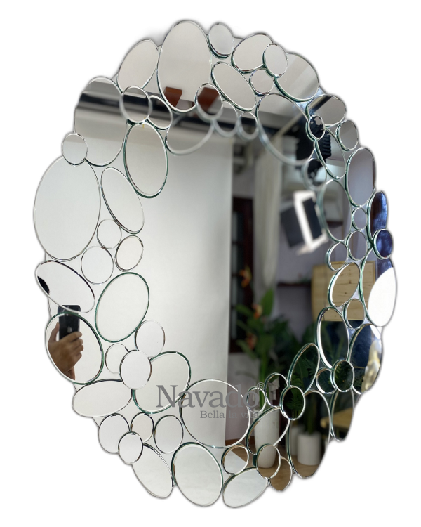 Large beveled decorative wall mirror for livingroom, dinning room and hallway 31.5 inch 5mm thickness glass lightweight decorative mirror