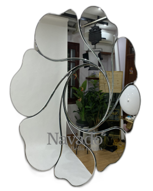 Wall decorations for living room modern custom size 31.5 inch irregular mirror asymmetrical shape for entryway, vanity, bedroom