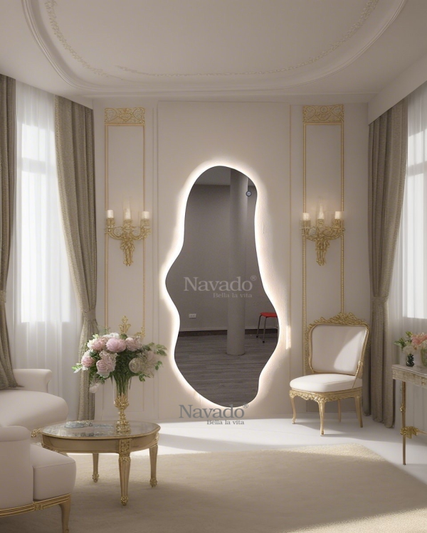 Living room wall mirror with full LED light