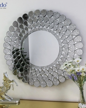 High-quality interior decoration mirror from moldy gray mirror with peacock pattern