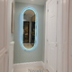 Wall-mounted full-length mirror with LED lights and gold metal frame