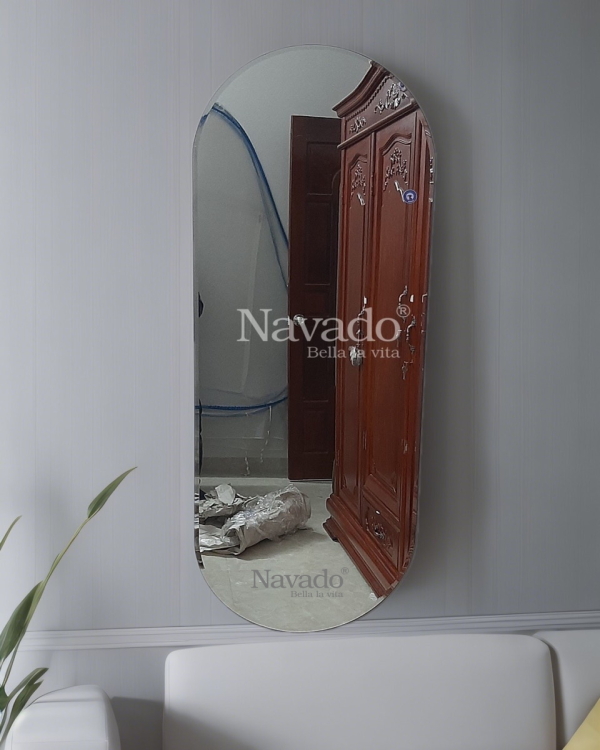 Beveled edge full length living room mirror