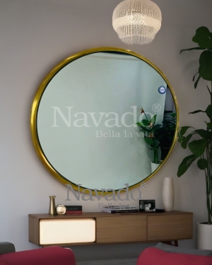 Decorative mirror model for living room wall with gold stainless steel frame