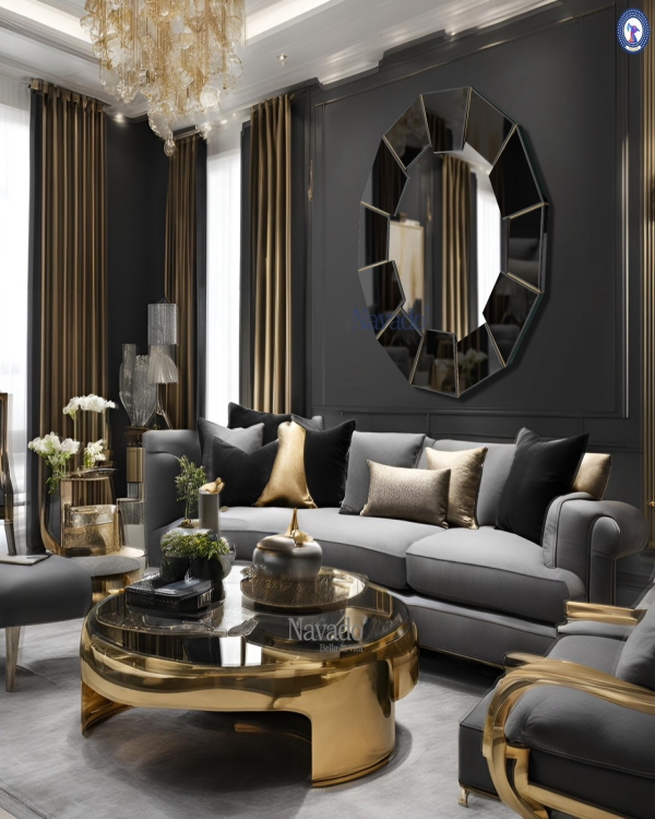 King Black Decorative Wall Mirror for Living Room