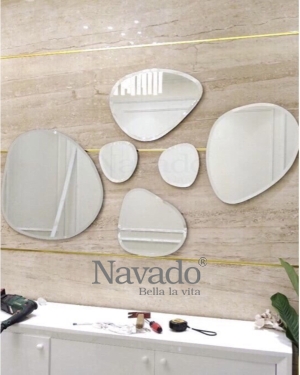 High-end living room wall decoration mirror model stone beach