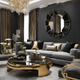 King Black Decorative Wall Mirror for Living Room