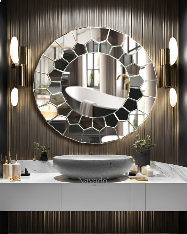 Round art mirror for bathroom decoration Delray NAV 2102 NT