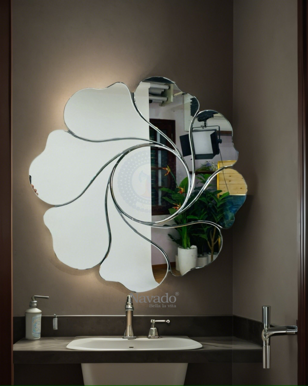 Round bathroom wall art mirror Mimosa NAV 2035