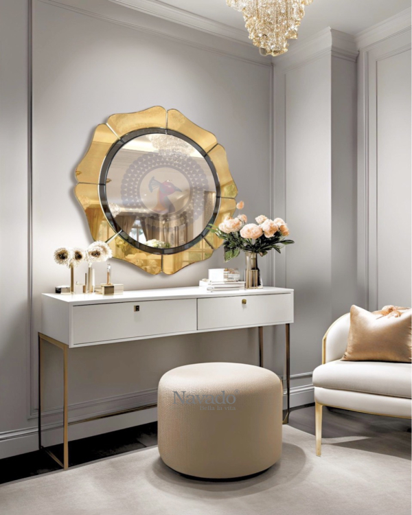 Gold frame round bathroom wall art mirror GERBER NAV 2008 