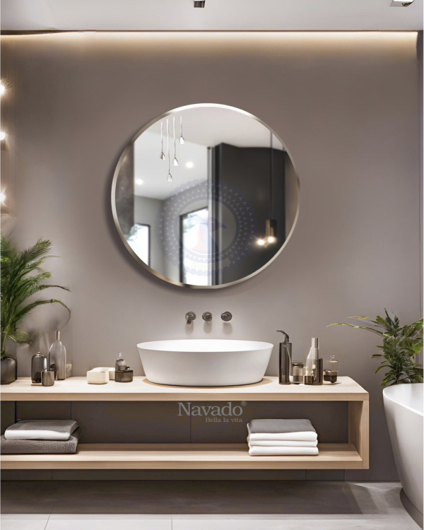 Large Round Wall Art Bathroom Mirror Dewdrop NAV 310