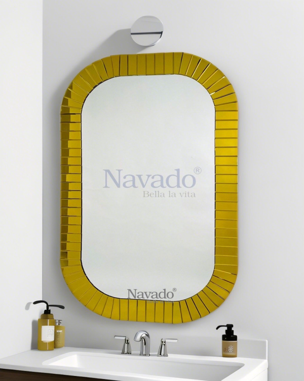 Gold framed rectangular bathroom mirror Montana NAV 2114 NT 