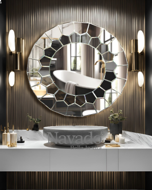 Round art mirror for bathroom decoration Delray NAV 2102 NT