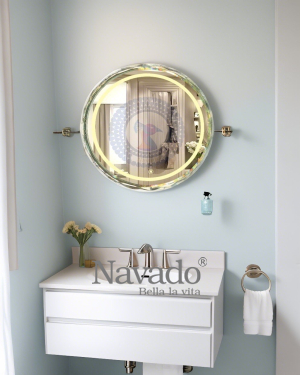 High-end crystal frame wall-mounted bathroom mirror NAV 9999