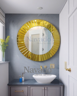 Round Gold Frame Art Bathroom Wall Mirror The Light NAV 2012D