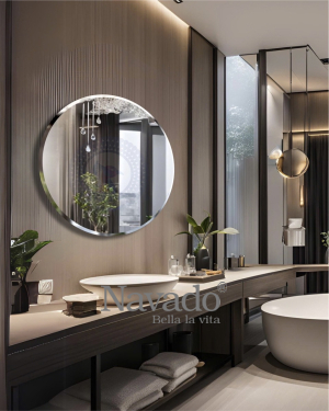 Large Round Wall Art Bathroom Mirror Dewdrop NAV 310