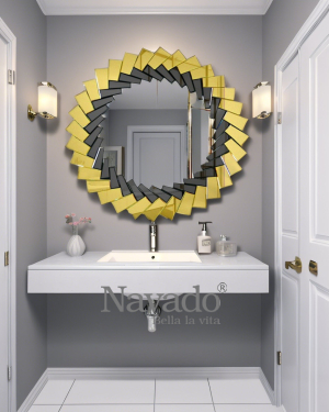 Round gold frame bathroom wall art mirror Mable NAV 2002NT