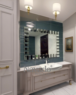 Large rectangular high-end art mirror for bathroom wall NAV 2209