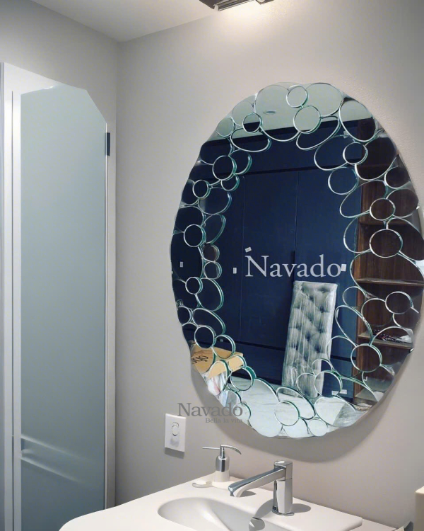  Artistic Polished Frame Bathroom Wall Mirror Halobay NAV2120