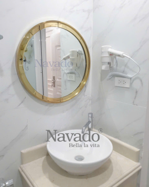 Gold stainless steel frame bathroom wall art mirror Model of NAV 611