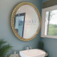 Round metal bead frame bathroom wall art mirror NAV 3311