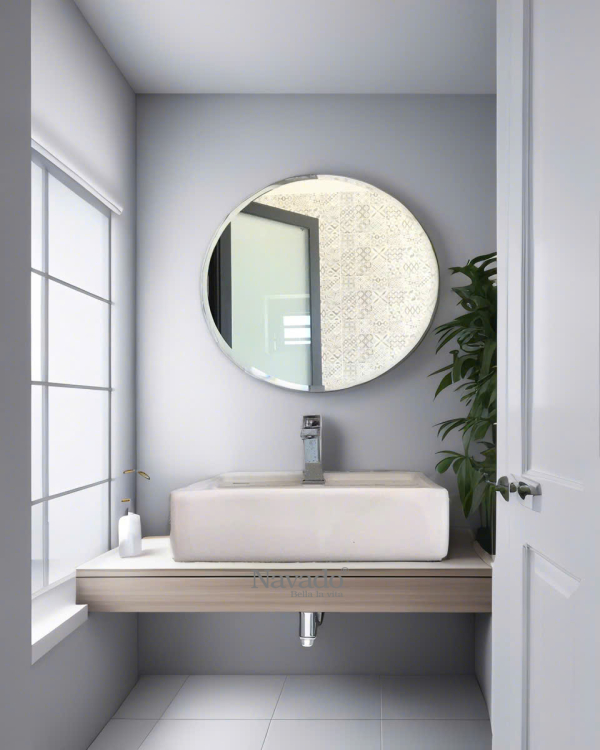 Round bathroom wall mirror with beveled edge NAV 108