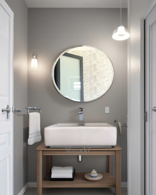 Round bathroom wall mirror with beveled edge NAV 108