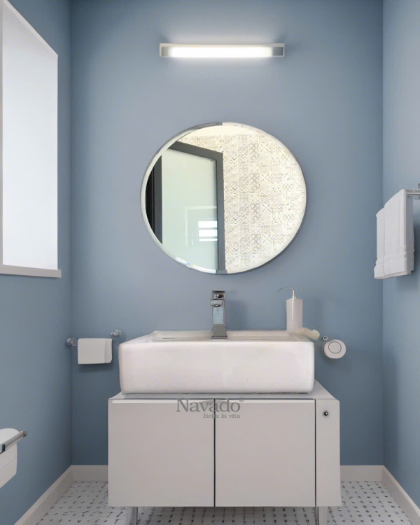 Round bathroom wall mirror with beveled edge NAV 108