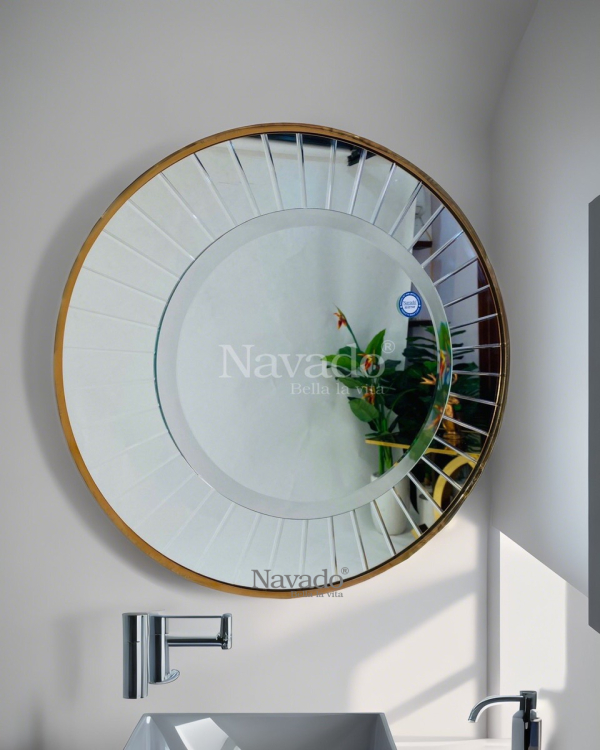 Round gold metal frame bathroom wall mirror NAV 3053