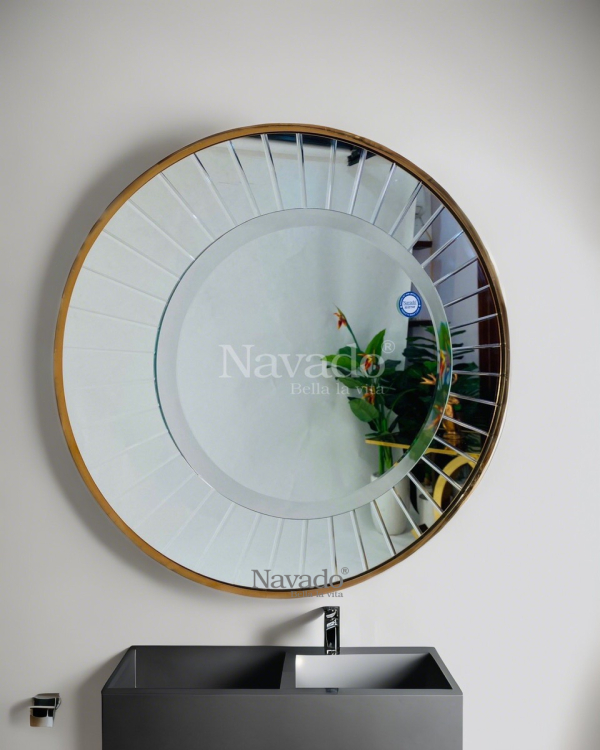 Round gold metal frame bathroom wall mirror NAV 3053