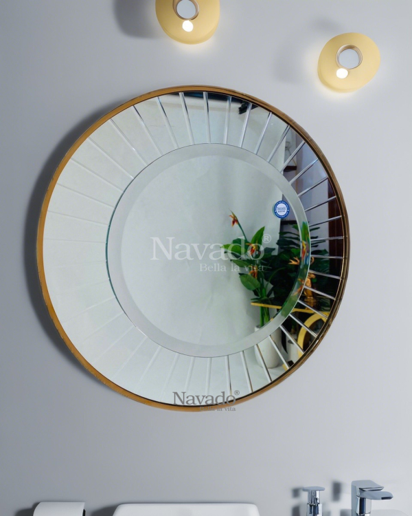 Round gold metal frame bathroom wall mirror NAV 3053