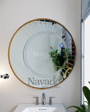 Round gold metal frame bathroom wall mirror NAV 3053