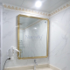 Large rectangular bathroom wall mirror with gold metal frame NAV 3501