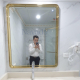 Large rectangular bathroom wall mirror with gold metal frame NAV 3501