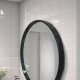 Round black metal frame bathroom wall mirror NAV 3056