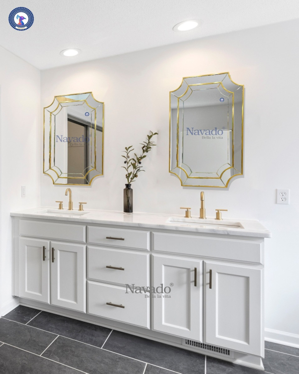 High-end bathroom wall-mounted gold metal frame mirror NAV 988