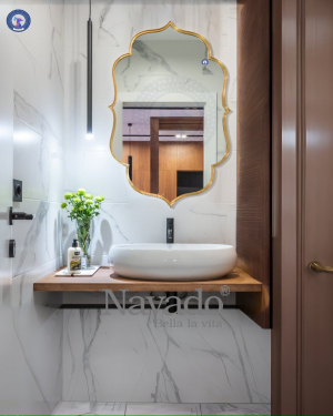 Gold metal frame bathroom wall mirror Classic NAV 3050