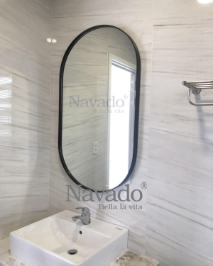 Black metal frame bathroom wall mirror NAV 3028