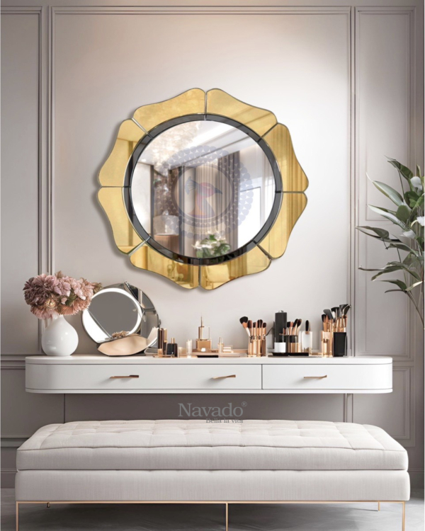 Round gold frame wall art vanity mirror GERBER NAV 2008