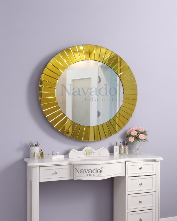 Round makeup mirror with gold art frame The Light NAV 2012