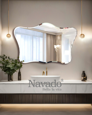 Wall bathroom mirror artistically-polished NAV 106D