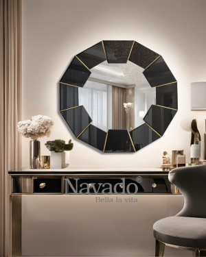 Round vanity mirror black frame King Black NAV 2036NT 