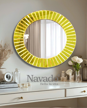 Round makeup mirror with gold art frame The Light NAV 2012