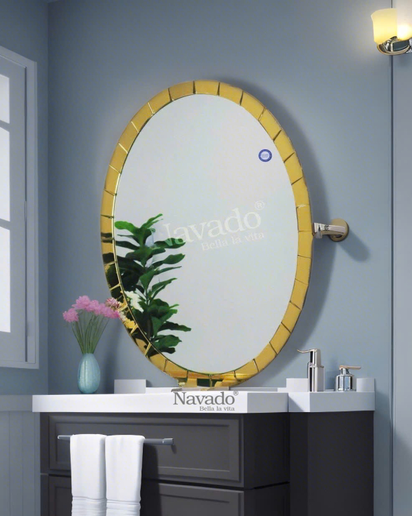 MODERN ELIP BATHROOM MIRROR WITH GOLD FRAME