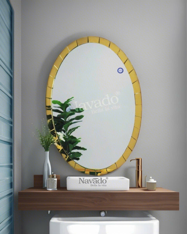MODERN ELIP BATHROOM MIRROR WITH GOLD FRAME