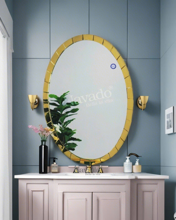 MODERN ELIP BATHROOM MIRROR WITH GOLD FRAME
