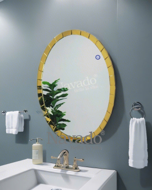 MODERN ELIP BATHROOM MIRROR WITH GOLD FRAME